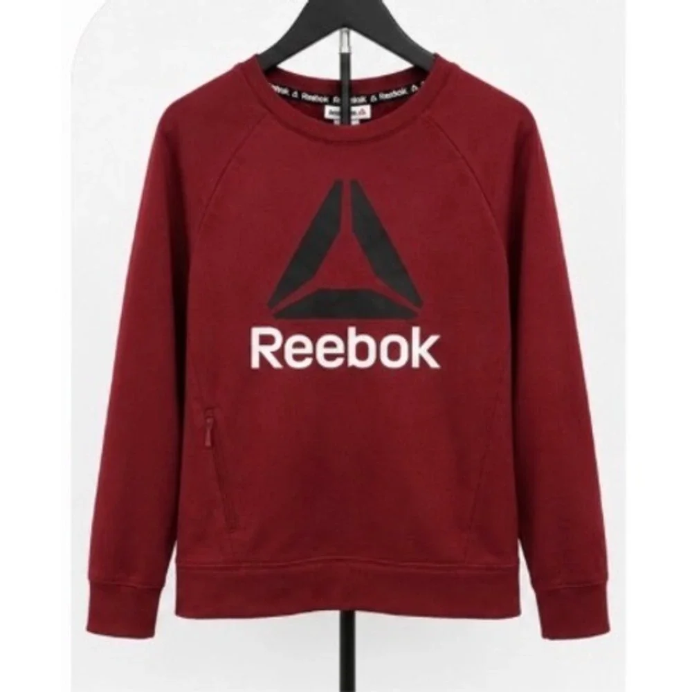 Reebok Girls Youth Large 10/12 Sweatshirt Burgundy Maroon Logo Pullover Pocket